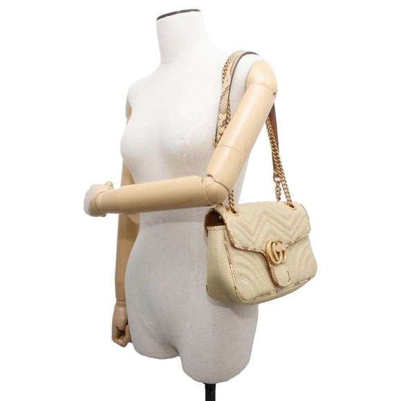 Gucci GG Marmont Raffia Python Chain Shoulder Bag - Picture 4 of 12